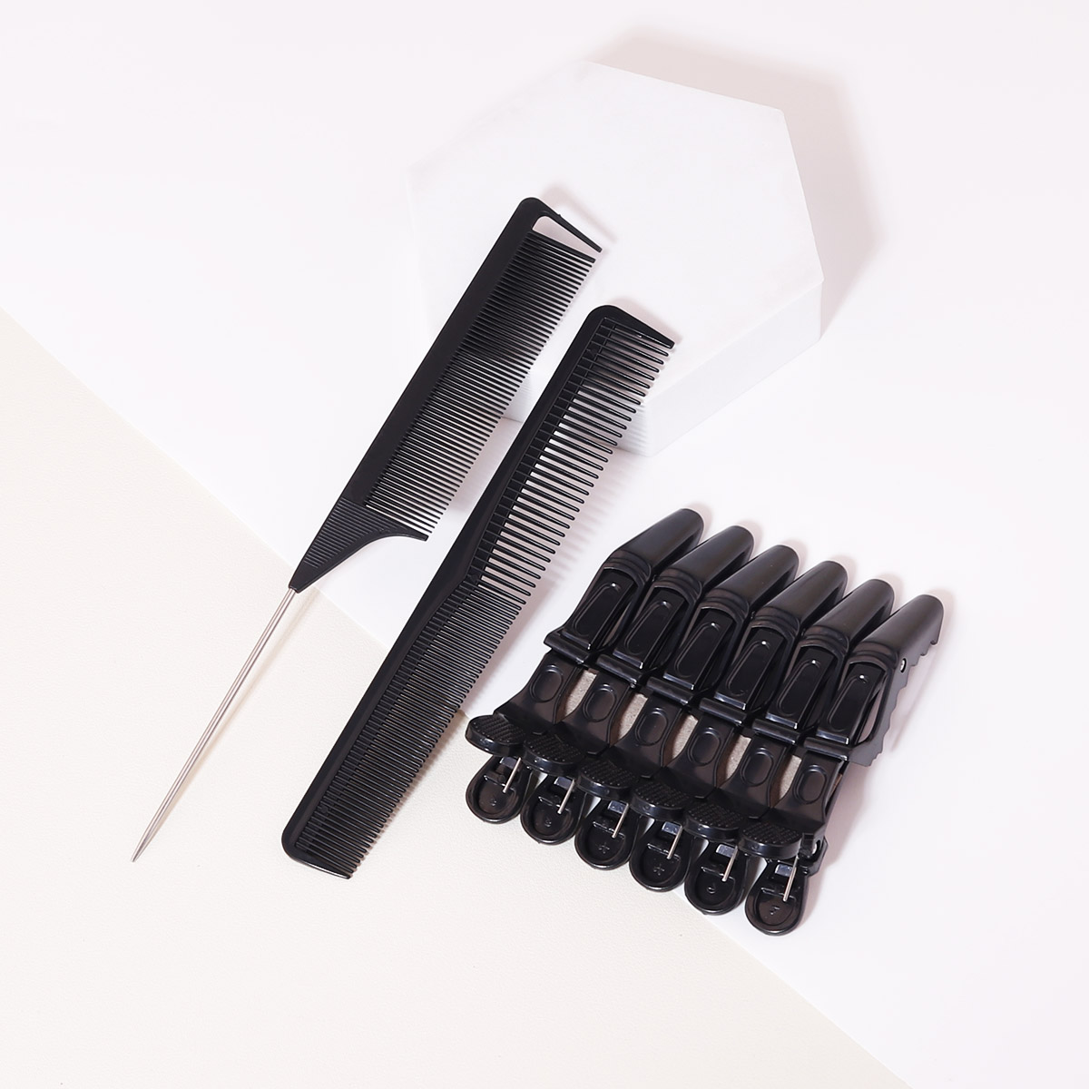 Crocodile Clip Set - 8個入りヘアコームセット - ヘアチップコーム、両面ヘアコーム、クロコダイルクリップ、ヘアサロンツール、本物の髪の毛ウィッグ専用