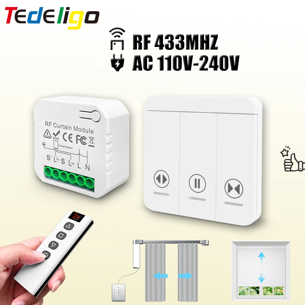 Rf 433Mhz Module - シャッタースイッチモジュール,433 MHz,220V,10A,モーター用ワイヤレスリモコン