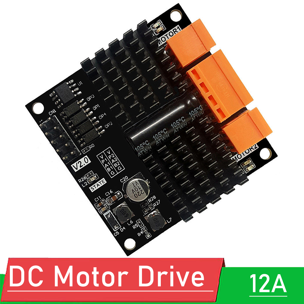 L298N Motor Driver - 12V 24V 12A デュアルチャンネル DC ブラシモータードライブモジュール