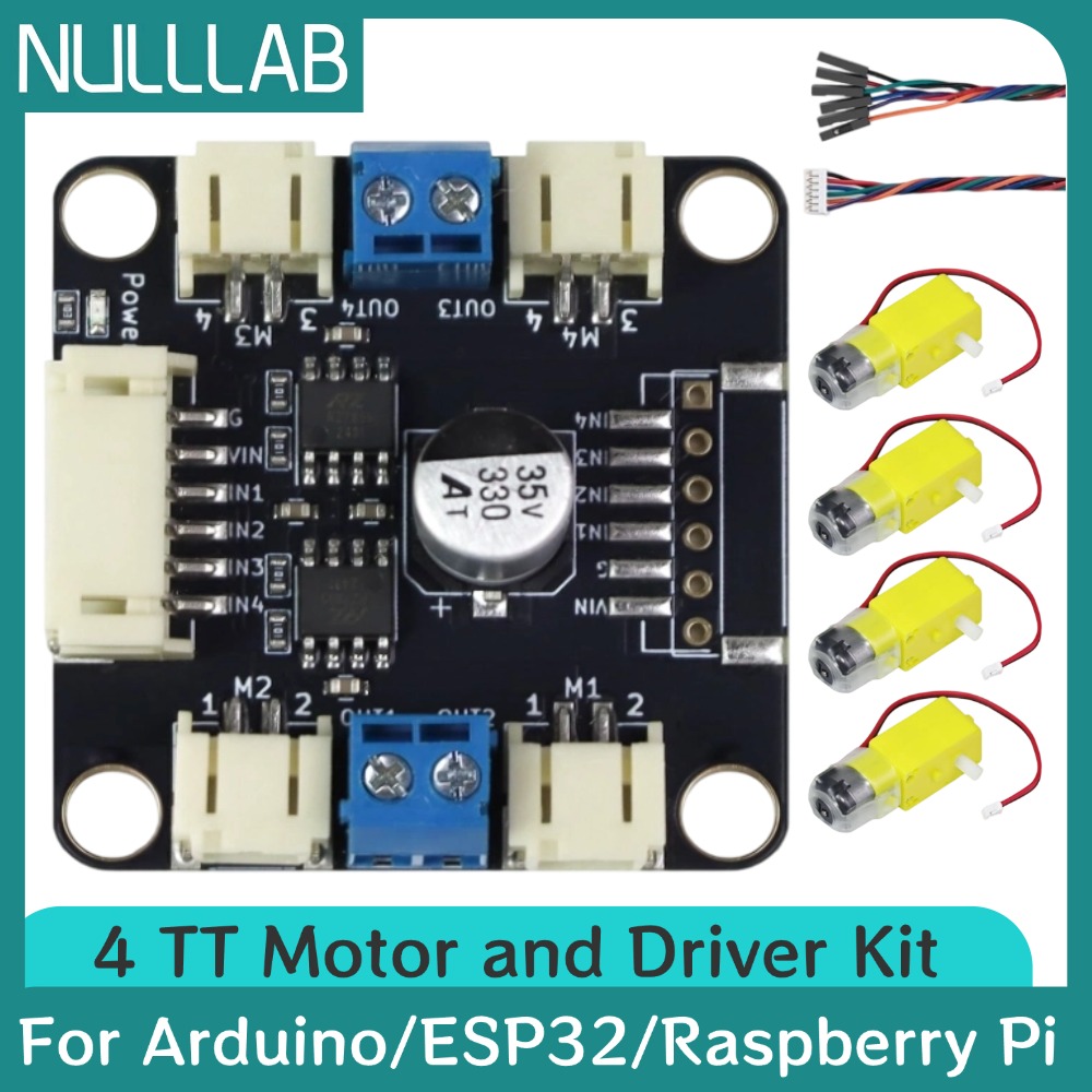 L298N Motor Driver - 4 TTモーターとドライバーキット 4 DCモーター コンパクト交換用 L298N