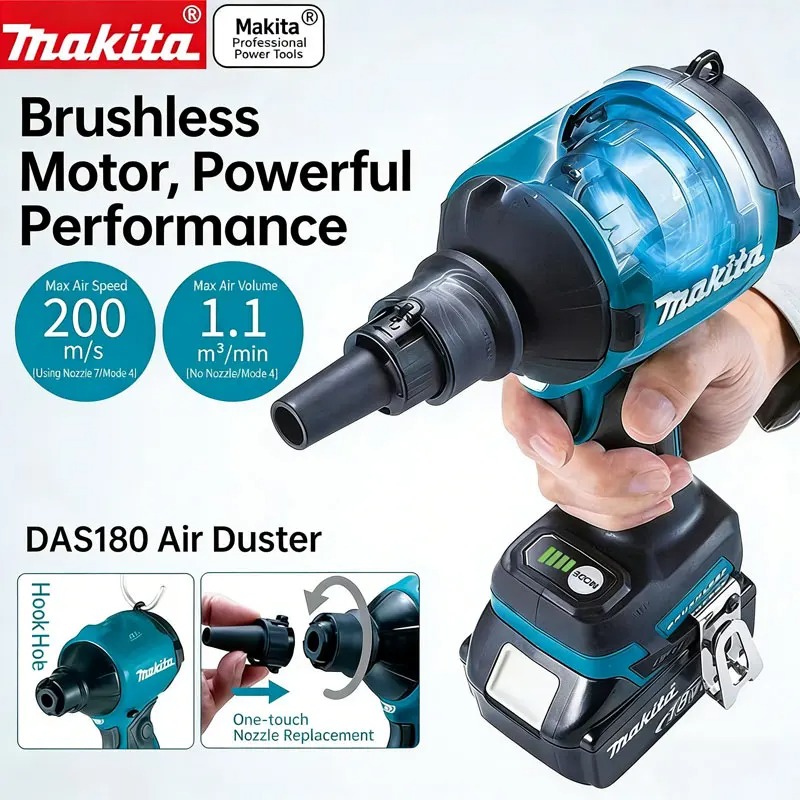 Diy Electronics Workshop - マキタ DAS180 18V ブラシレスコードレスダストブロワーガン ノズル付き PCメンテナンスワークショップ用