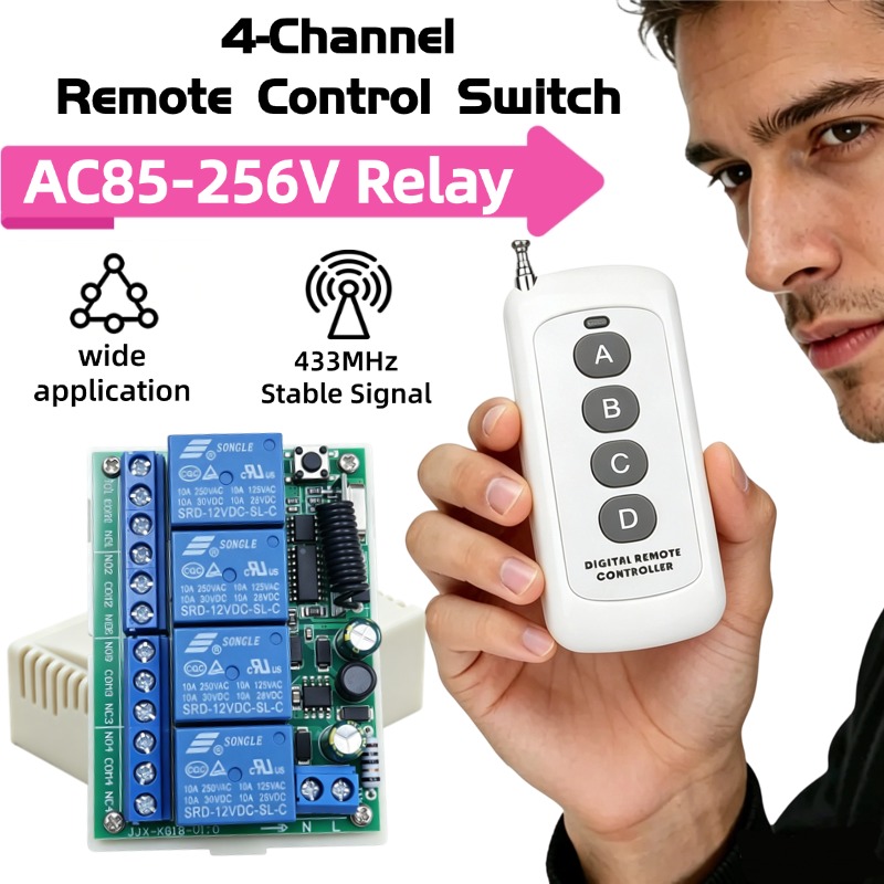 Rf 433Mhz Module - 433MHz AC 110V 220V 4CH RFリモートコントロールスイッチコントローラー