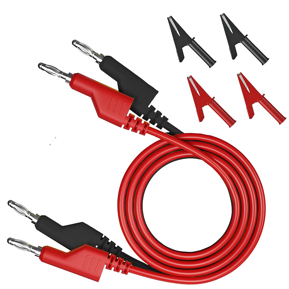 Crocodile Clip Set - 6ピース積み重ね可能なバナナ型-バナナ型テストケーブルセット、電気テストおよびプロトタイピング用の4つのスプリング式ワニ口クリップ付き