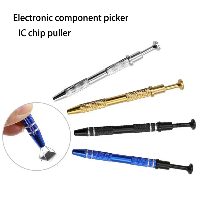 Ic Chip Puller - 4つの爪ICチップグリッパー抽出器、電子部品グラバー、スクリューピッカー、ピックアップペン、分解ツールの修理