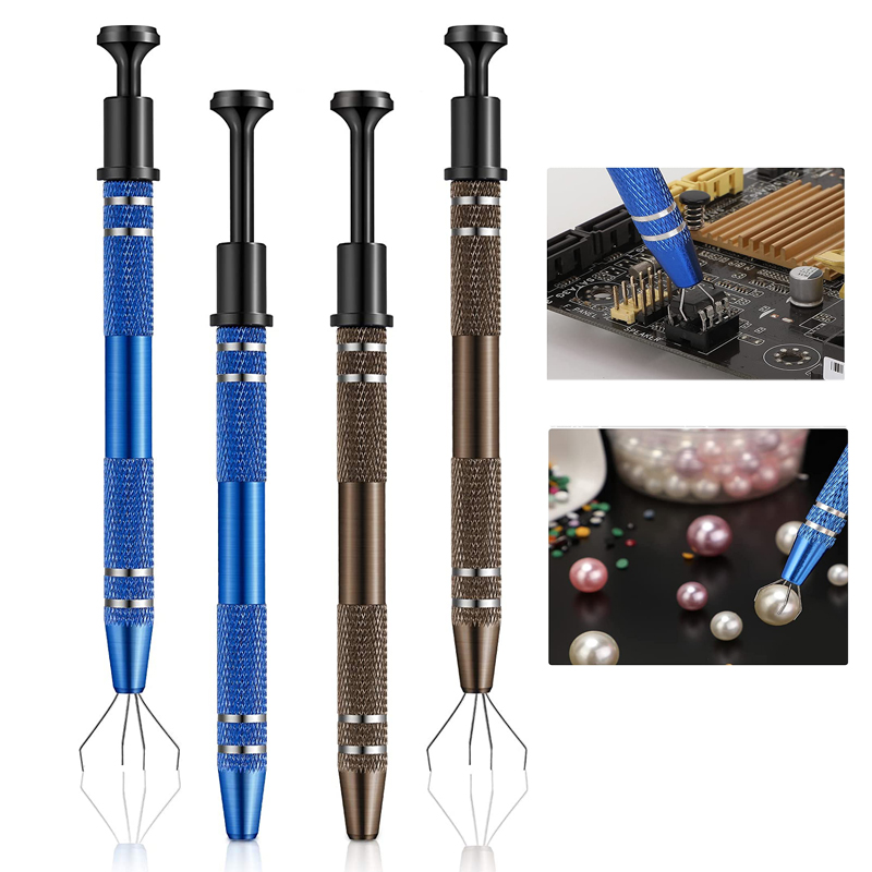 Ic Chip Puller - 4プロングICチッププラー抽出器精密小型部品グラバーピックアップツール、回路電子修理および小さなナット用