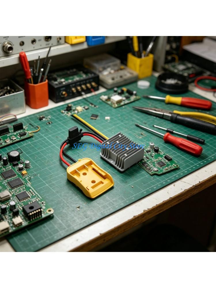 Diy Electronics Workshop - U75B バッテリーアダプターパワーコンバーターモジュール DIY 12V セットアップ用、20A 出力アダプター、ベンチ用金属ヒートシンクボディ