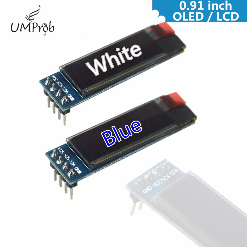 0.91インチ 128x32 IIC I2C 白/青 OLE - Arduino Diy Electronics のレビューと価格