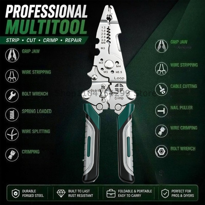 多機能銅線ストリッパー電気技師用ワイヤーケーブルストリッパー - Wire Stripper Cutter のレビューと価格
