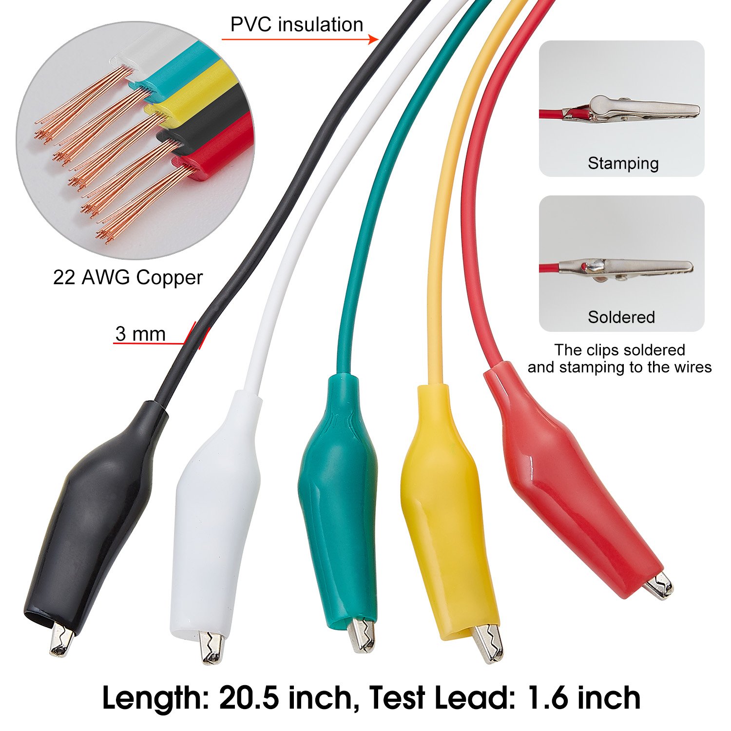 10個入り 30cm 35mm ワニ口クリップ付き電気テスト - Crocodile Clip Set のレビューと価格