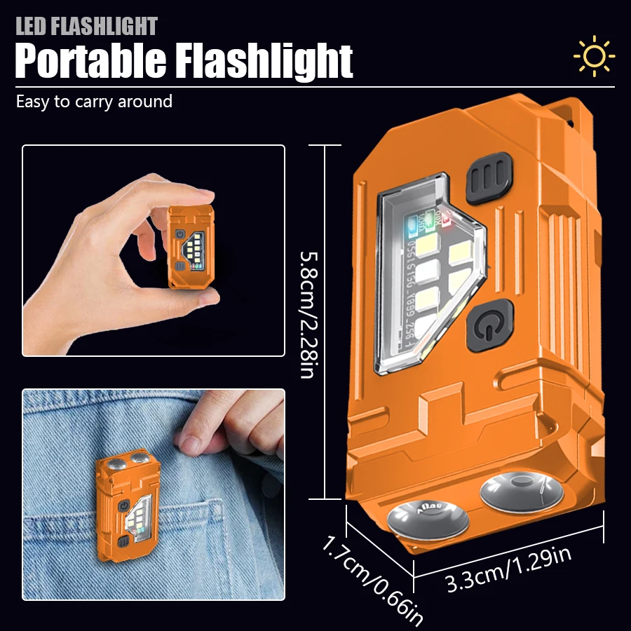 ミニキーホルダー EDC 懐中電灯充電式磁気トーチ超高輝度ポ - Diy Lamp Electronics のレビューと価格