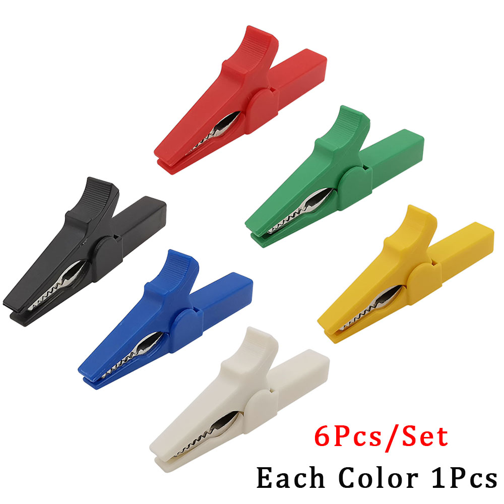 6個/ロット 55mm アリゲータークリップ テストバッテリ - Crocodile Clip Set のレビューと価格